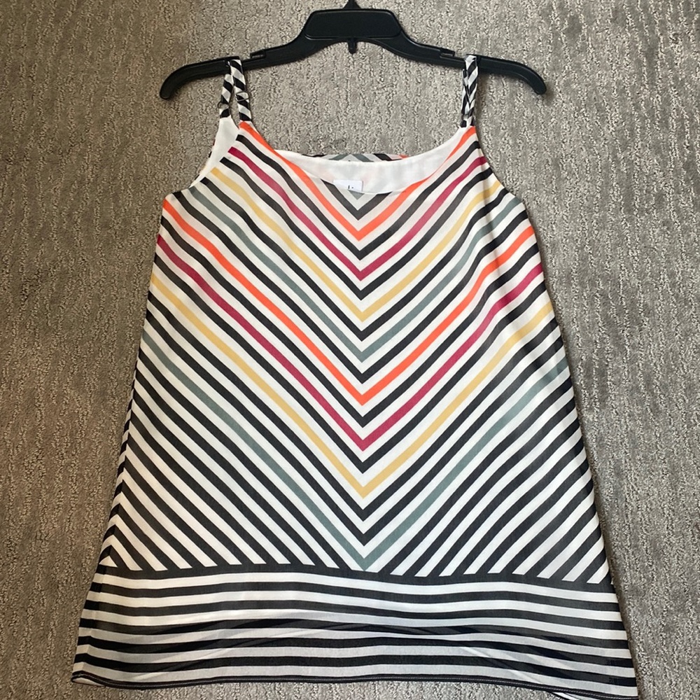 Cabi xs chevron multi color strip tank EUC worm twice